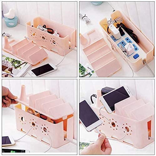 SAJAG SAJAG Cable Management Box Desk Table Power Socket Wire Tidy Storage Organizer Phone Sundries Holder Case for Home OfficeMulticolour  - Image 4
