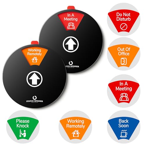 Bottle Pouch 2 Pack Office Door Sign Privacy - Do Not Disturb/Out of Office/In A Meeting/Back Soon/Working Remotely/Please Knock - 6 Options for Conference Studio 6 Inches (Black,Text with icons) - Image 1