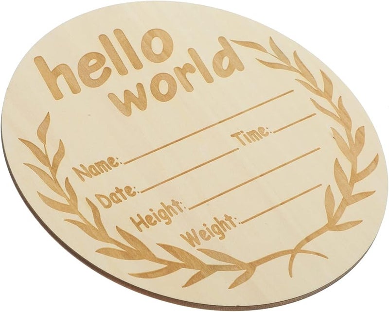 Round Wooden Birth Announcement Sign Personalized Name Board Home Decoration - Image 1
