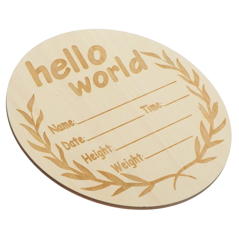 Round Wooden Birth Announcement Sign Personalized Name Board Home Decoration - Image 2