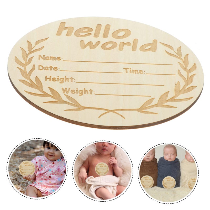 Round Wooden Birth Announcement Sign Personalized Name Board Home Decoration - Image 3