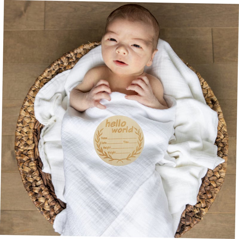 Round Wooden Birth Announcement Sign Personalized Name Board Home Decoration - Image 4