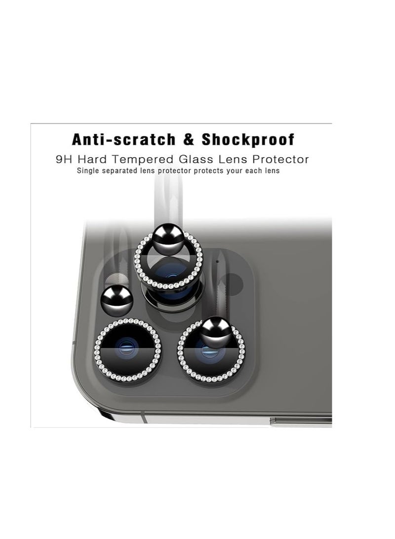 - iPhone 12 pro /13 pro /13 Pro Max/12 Pro Max Camera Lens Protector, Glass Camera Cover Screen Protector Metal Individual Ring for iPhone models - Image 2