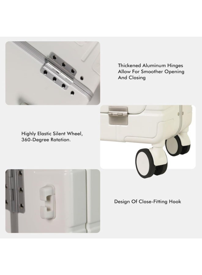 Reko Travel Luggage Boarding Carry-on Luggage Expandable PP Hard Shell Clearance Luggage, Carry On Luggage with Cup Holder - TSA Approved Suitcase with Spinner Wheels - White, 20-inch - Image 4