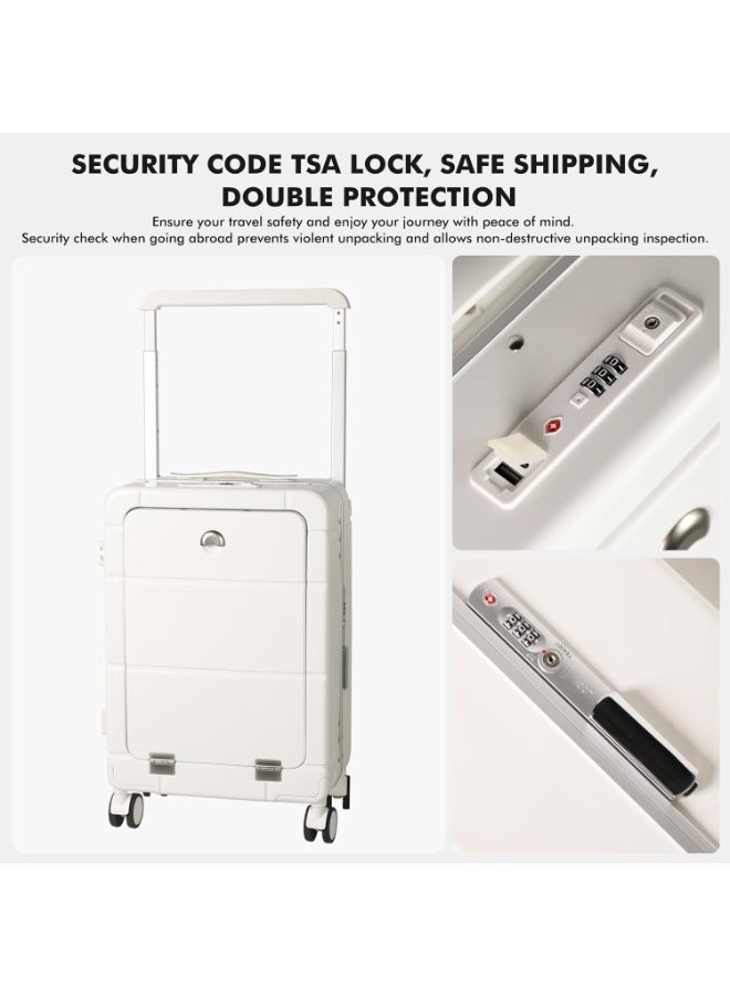 Reko Travel Luggage Boarding Carry-on Luggage Expandable PP Hard Shell Clearance Luggage, Carry On Luggage with Cup Holder - TSA Approved Suitcase with Spinner Wheels - White, 20-inch - Image 5