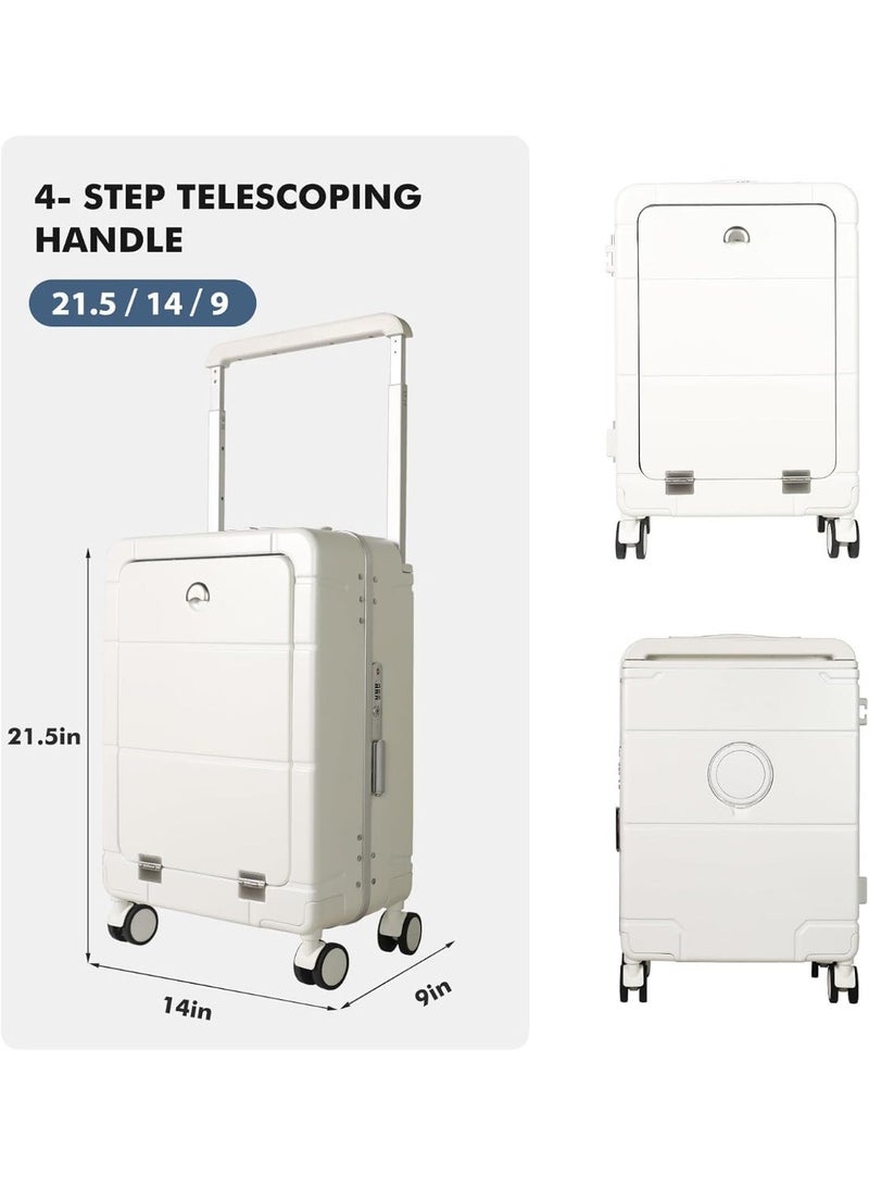 Reko Travel Luggage Boarding Carry-on Luggage Expandable PP Hard Shell Clearance Luggage, Carry On Luggage with Cup Holder - TSA Approved Suitcase with Spinner Wheels - White, 20-inch - Image 3
