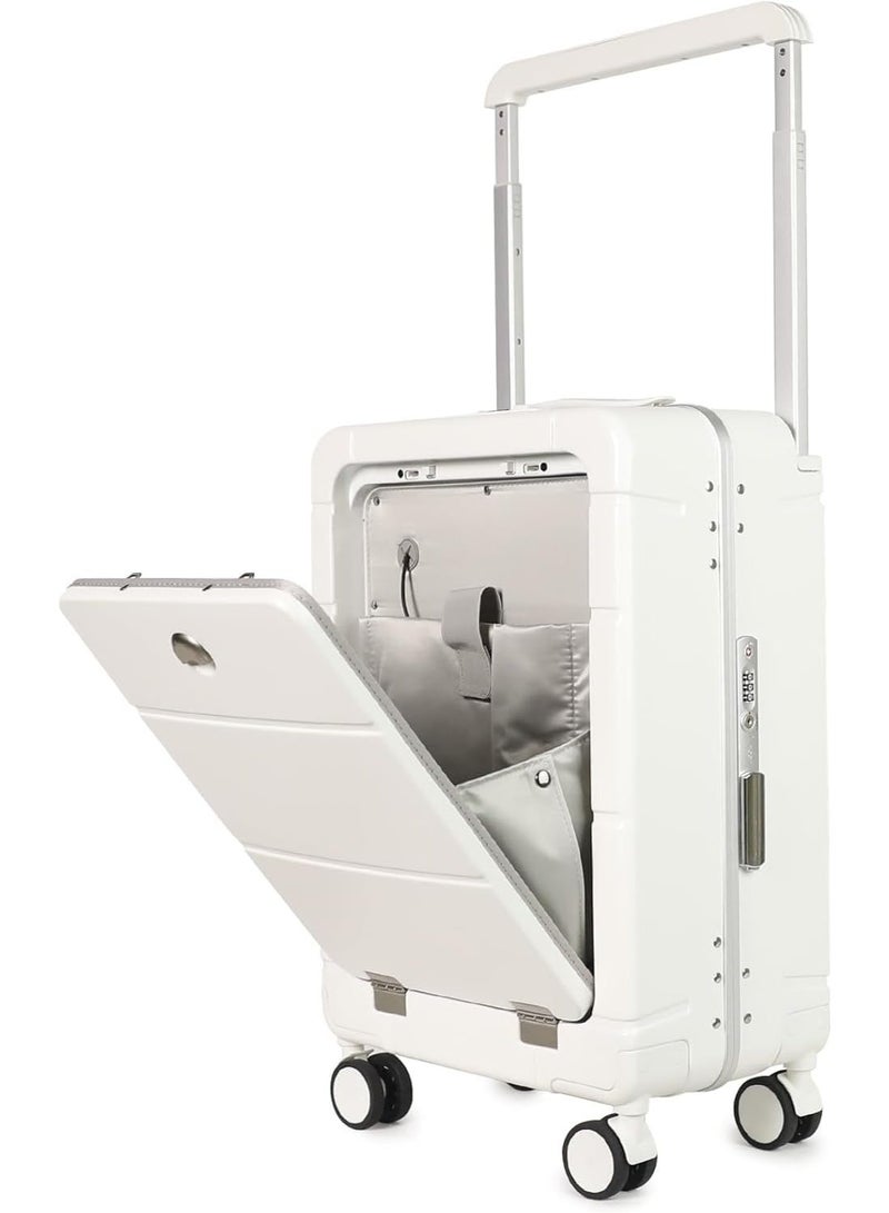 Reko Travel Luggage Boarding Carry-on Luggage Expandable PP Hard Shell Clearance Luggage, Carry On Luggage with Cup Holder - TSA Approved Suitcase with Spinner Wheels - White, 20-inch - Image 2