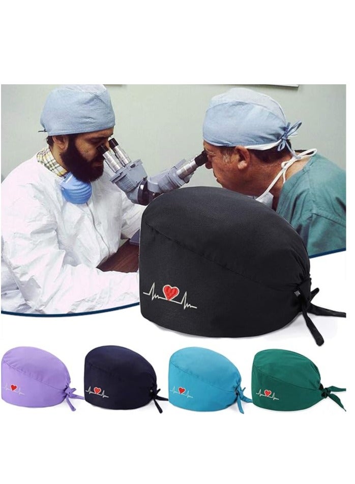 Generic 2 Pack Surgical Caps, Unisex Dental Stomatologist Operating Room Nurse Caps, Adjustable Elastic Nursing Caps with ons and Sweatband, Fluffy Cotton Hats (Green)  - Image 4