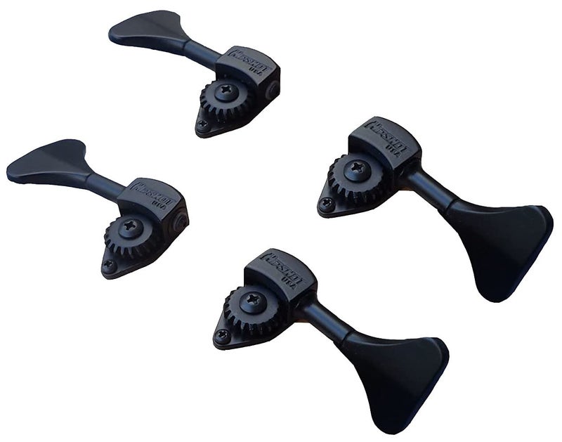 Hipshot Ultralite Bass Guitar Tuner Set - 4 Black Tuners - 3/8" Post Size - 2 Bass Side + 2 Treble Side - Image 1