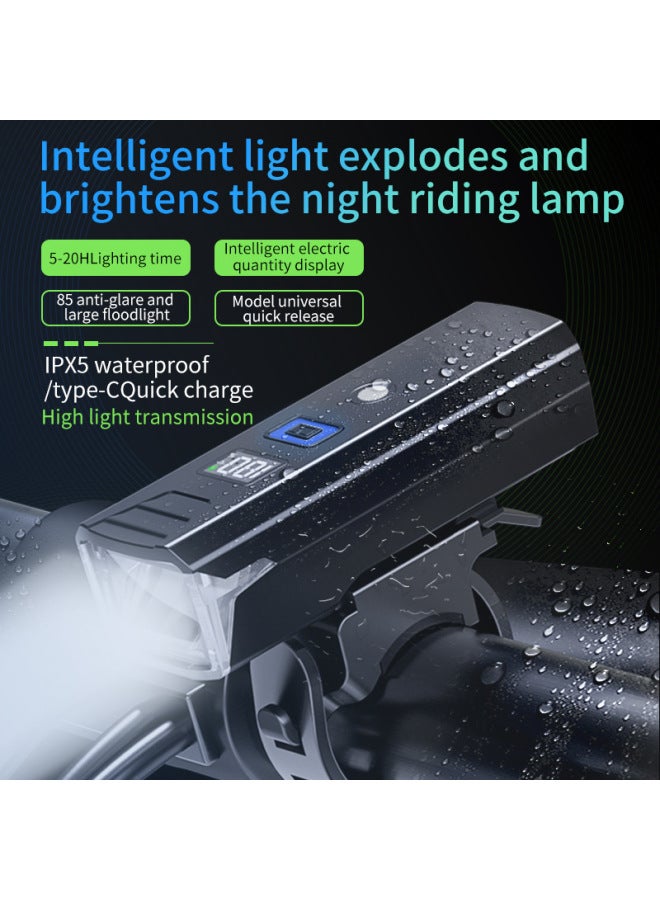 Generic Bicycle Light Night Riding Headlight Rainproof USB Charging Mountain Road Children's Bicycle Light Riding Light-Color:Q01-Bicycle Light-Power Display - Image 2