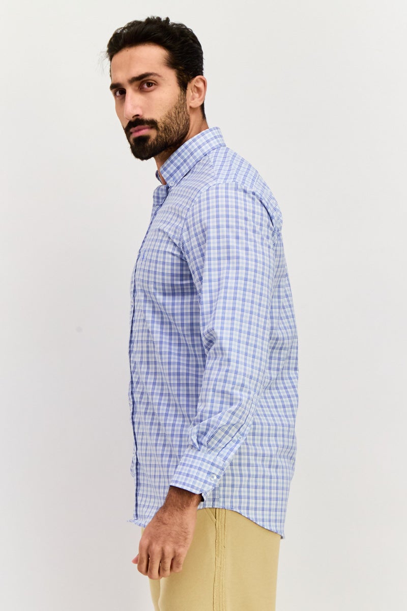 Tailorbyrd Men Regular Fit Long Sleeve Checkered Casual Shirt, White - Image 3