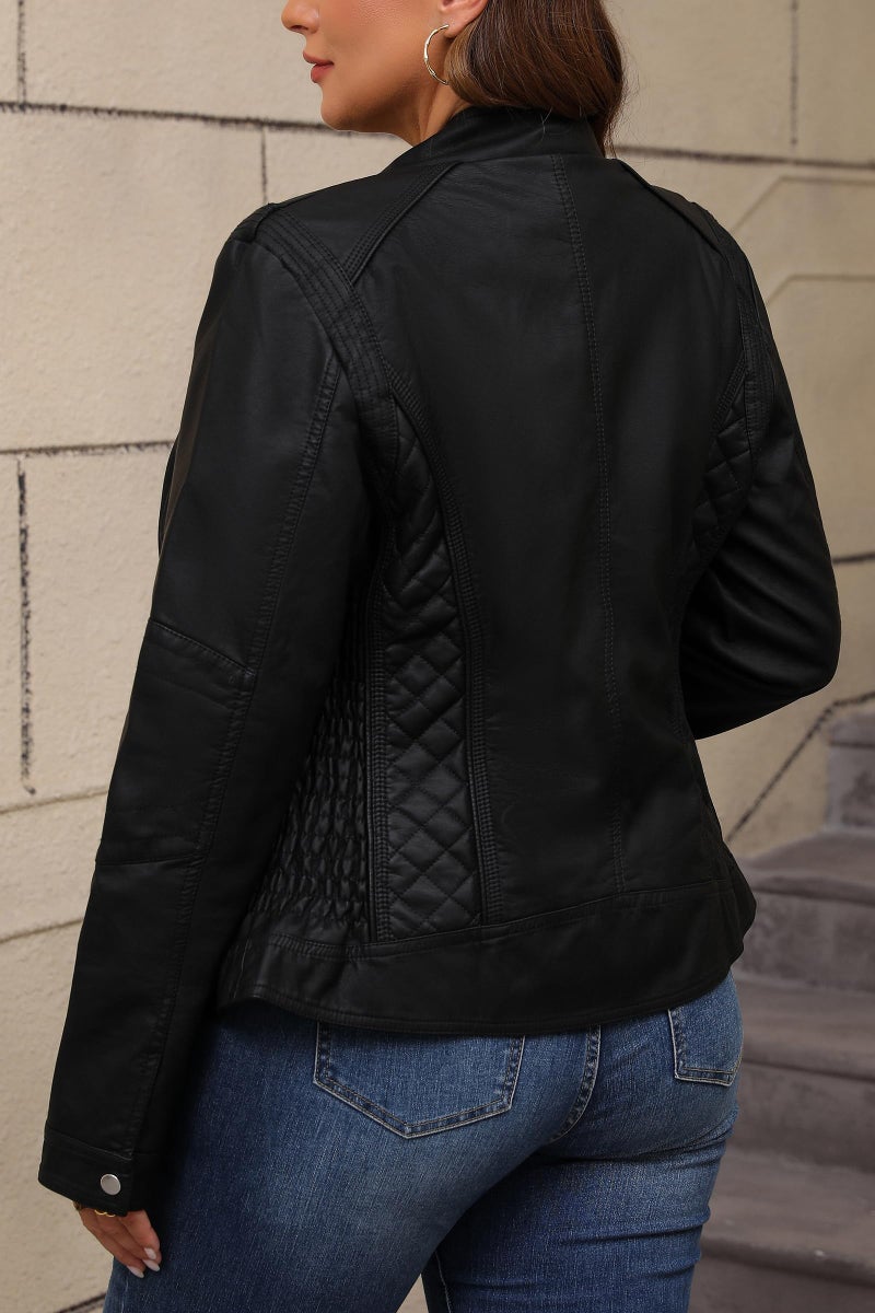 Bellivera Women's Faux Leather Jacket Moto Classic Coat 36 Black XL - Image 4