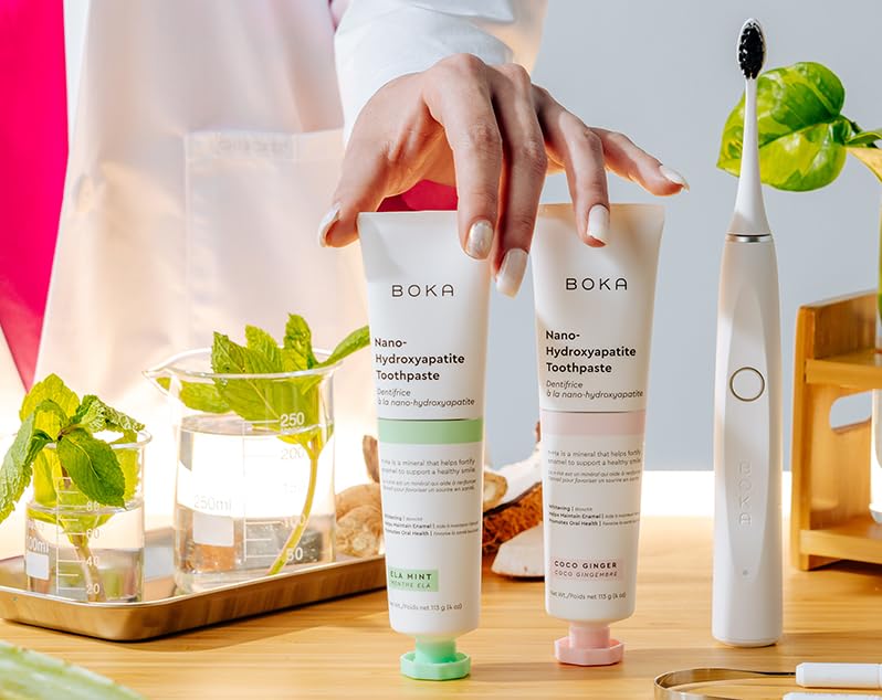 Boka Fluoride Free Toothpaste, Nano Hydroxyapatite Toothpaste, Appropriate for Sensitive Teeth - for Adult, Kids Oral Care - Ela Mint, Coco Ginger Flavor, 1.3 Fl Oz 2Pk US Manufactured - Image 2