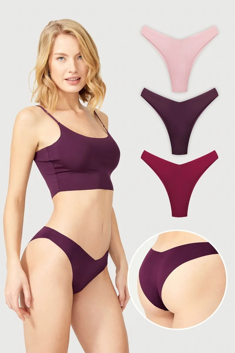 كوتن هيل Basic Laser Cut Brazilian Panties 3 Pack - 3