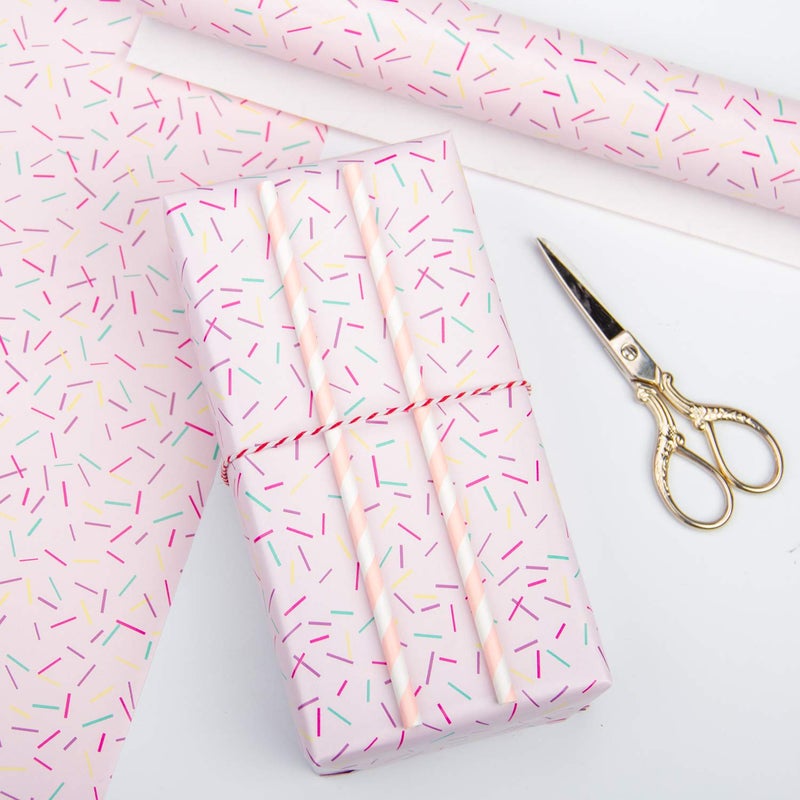 WRAPAHOLIC 30 Inch Pink Wrapping Paper Roll - Pink Color with Colorful Line Segment Print for Birthday, Holiday, Wedding, Baby Shower Wrap - 30 inch x 33 feet - Image 4