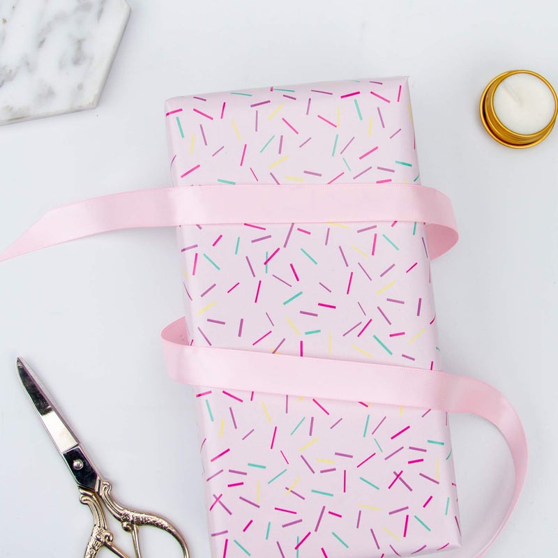 WRAPAHOLIC 30 Inch Pink Wrapping Paper Roll - Pink Color with Colorful Line Segment Print for Birthday, Holiday, Wedding, Baby Shower Wrap - 30 inch x 33 feet - Image 5