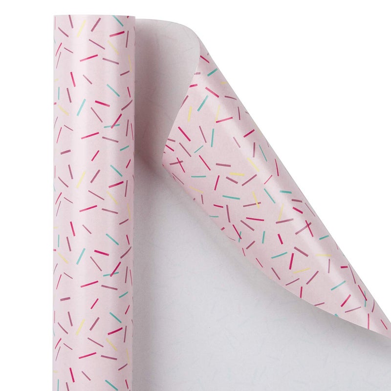 WRAPAHOLIC 30 Inch Pink Wrapping Paper Roll - Pink Color with Colorful Line Segment Print for Birthday, Holiday, Wedding, Baby Shower Wrap - 30 inch x 33 feet - Image 3
