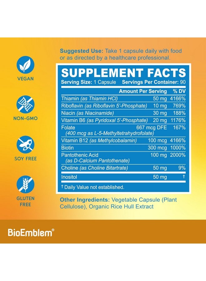 BioEmblem B Complex Vitamins | Complete B-Vitamin Formula with Active Methylated Forms | Supports Energy, Mental Clarity & Immune Health | Non-GMO, Vegan, Soy-Free, Gluten-Free |270 Capsules - Image 5