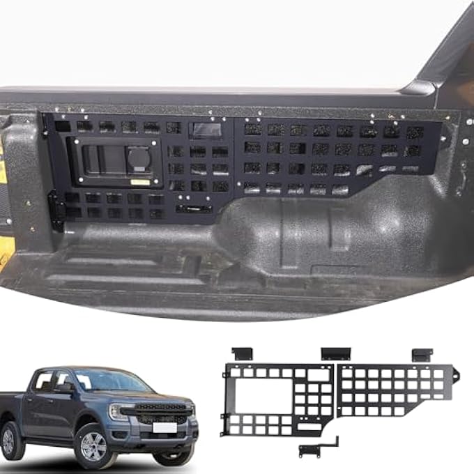 rayihni Side Bed Molle Panel Compatible with Ford Ranger 2023 2024+Short Bed Truck Bed Panel Rear Storage Organizer Cargo Shelf Rack Replacement Accessories (Left) - Image 1
