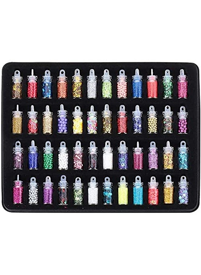 Shidara DIY Nail Glitter Sequins Crystal UV Epoxy Jewelry Making Mold Filler 3D Nail Art Tips Decoration | Multi | 48 Pieces - Image 1