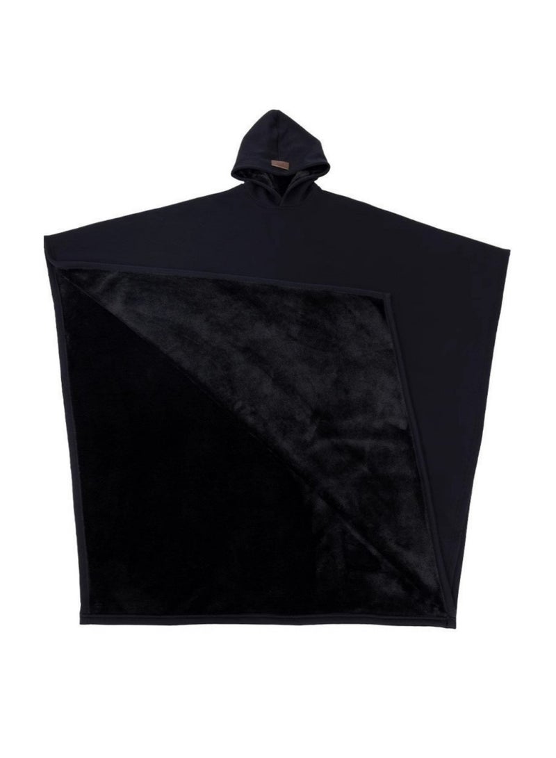 Thickened Flannel Warm Shawl Blanket, Oversized Long Sleeve Hoodie,Suitable forHome and Office Use, Unisex—Black - Image 1