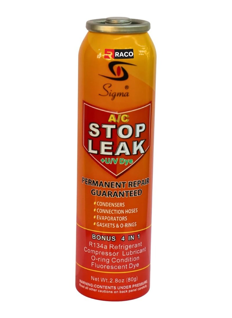 RACO RACO Sigma Car Air Conditioner Stop Leak+ U/V Dye Permanent Repair of Condensers, Connection Hoses, Evaporators, Gaskets & O-Rings 80g  - Image 1