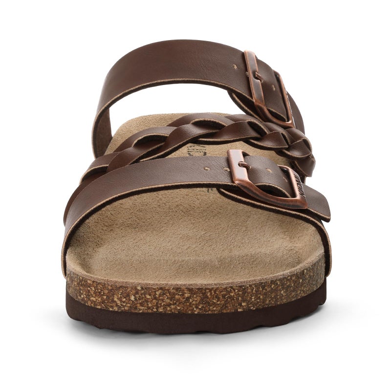 KIDMI Women's Cork Footbed Sandals with Arch Support Comfortable Slip-On Slide Sandals With Adjustable Buckle for Summer, Brown Matte 39 - Image 5