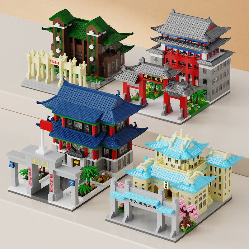 New Chinese Four Famous Schools Building Blocks Assembling Tsinghua University Architecture Puzzle Boy Toy Children'S Christmas Birthday - Image 5