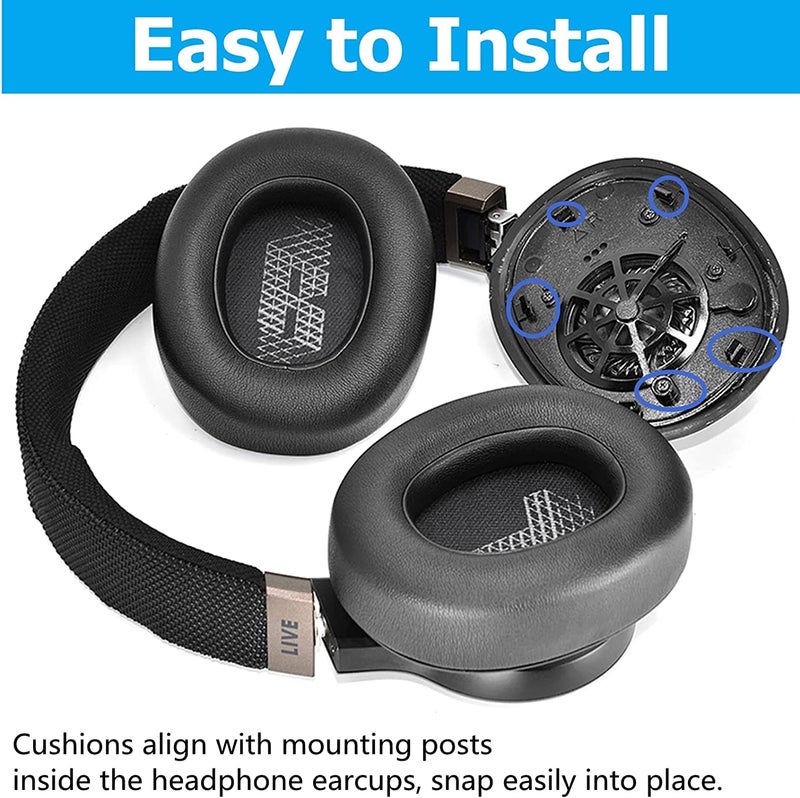 Street27® Ear Pads Replacement Compatible with E65 (E65BTNC)/Live 650 (650NC 650BTNC)/Live 660 (660NC 660BTNC)/Duet NC Over-Ear Headphones, Soft Protein Leather, Noise Isolating Memory Foam Earpads Cushions - Image 5