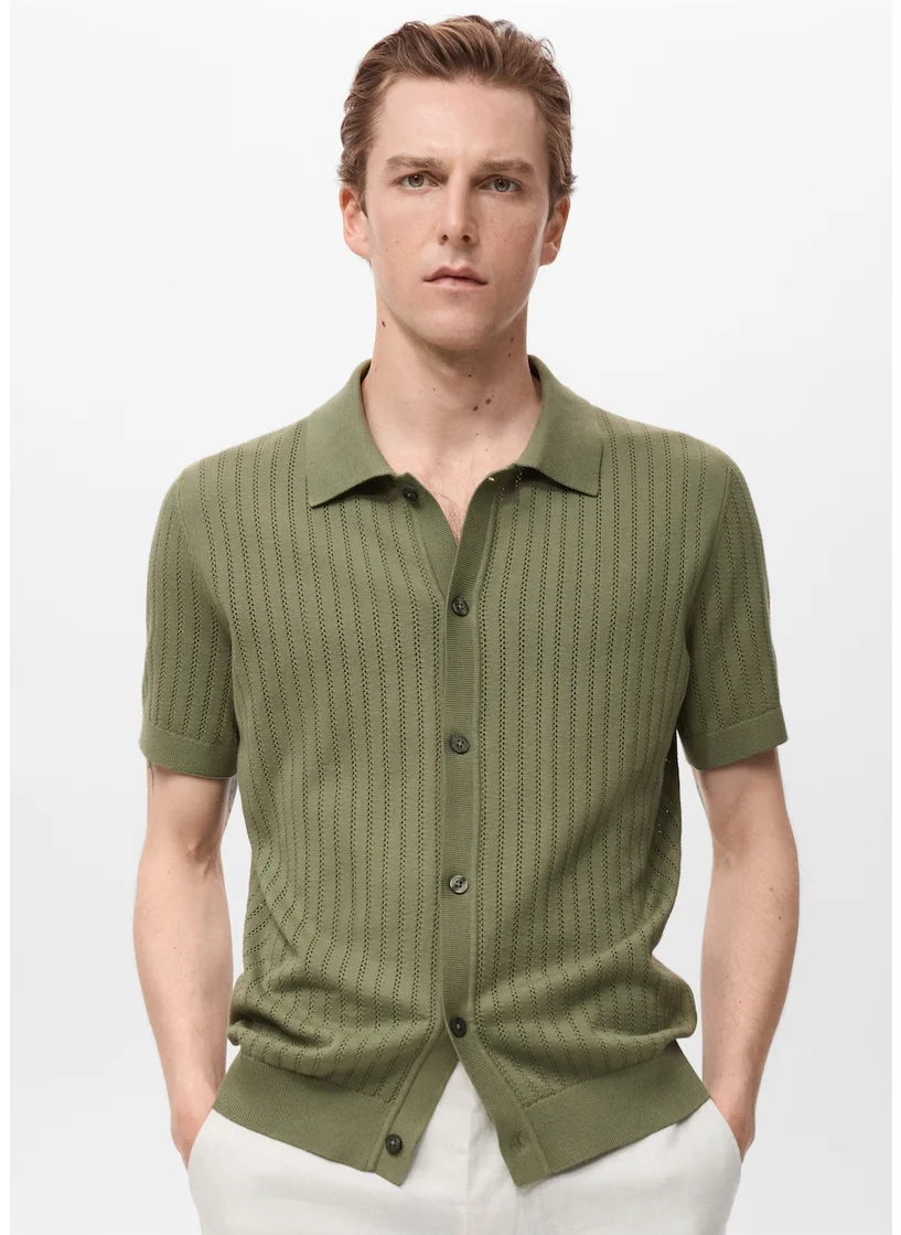 Mango Man Open Work Detailed Shirt