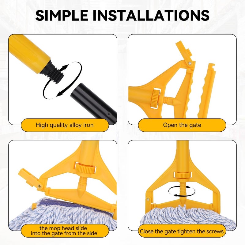 BeiLan Mop Handle Commercial Heavy Duty - 57 Inch Industrial Metal Mop Stick Replacement for Floor Cleaning - Professional Mops Head Replacement Holder - Image 3