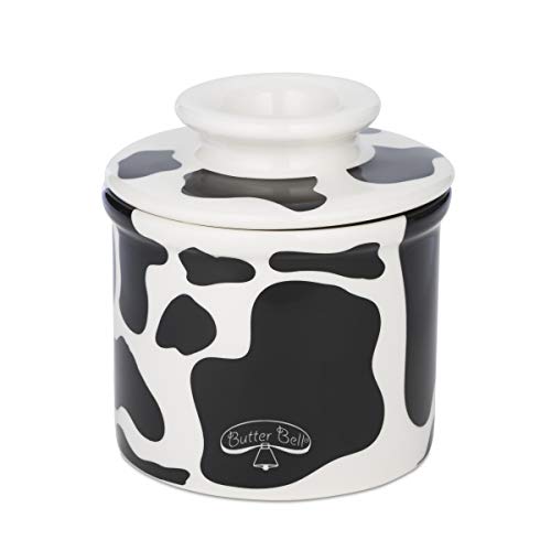 Butter Bell - The Original Butter Bell crock by L Tremain, a Countertop French Ceramic Butter Dish Keeper for Spreadable Butter, Cow Pattern, Black & White - Image 1