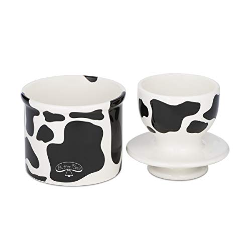 Butter Bell - The Original Butter Bell crock by L Tremain, a Countertop French Ceramic Butter Dish Keeper for Spreadable Butter, Cow Pattern, Black & White - Image 2