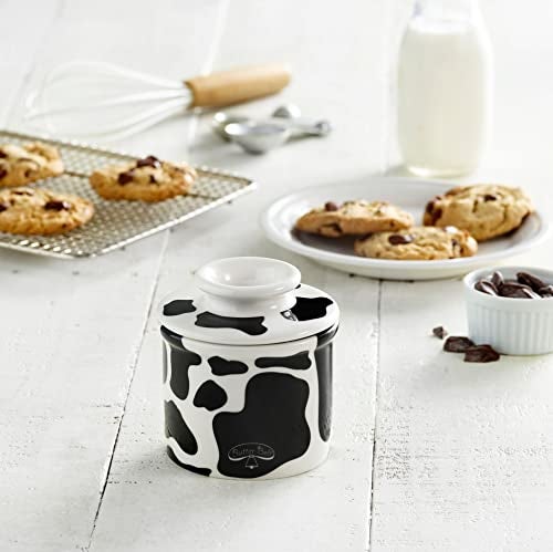 Butter Bell - The Original Butter Bell crock by L Tremain, a Countertop French Ceramic Butter Dish Keeper for Spreadable Butter, Cow Pattern, Black & White - Image 3