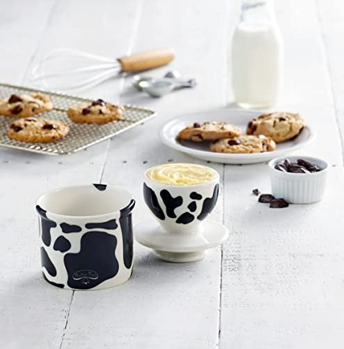 Butter Bell - The Original Butter Bell crock by L Tremain, a Countertop French Ceramic Butter Dish Keeper for Spreadable Butter, Cow Pattern, Black & White - Image 4