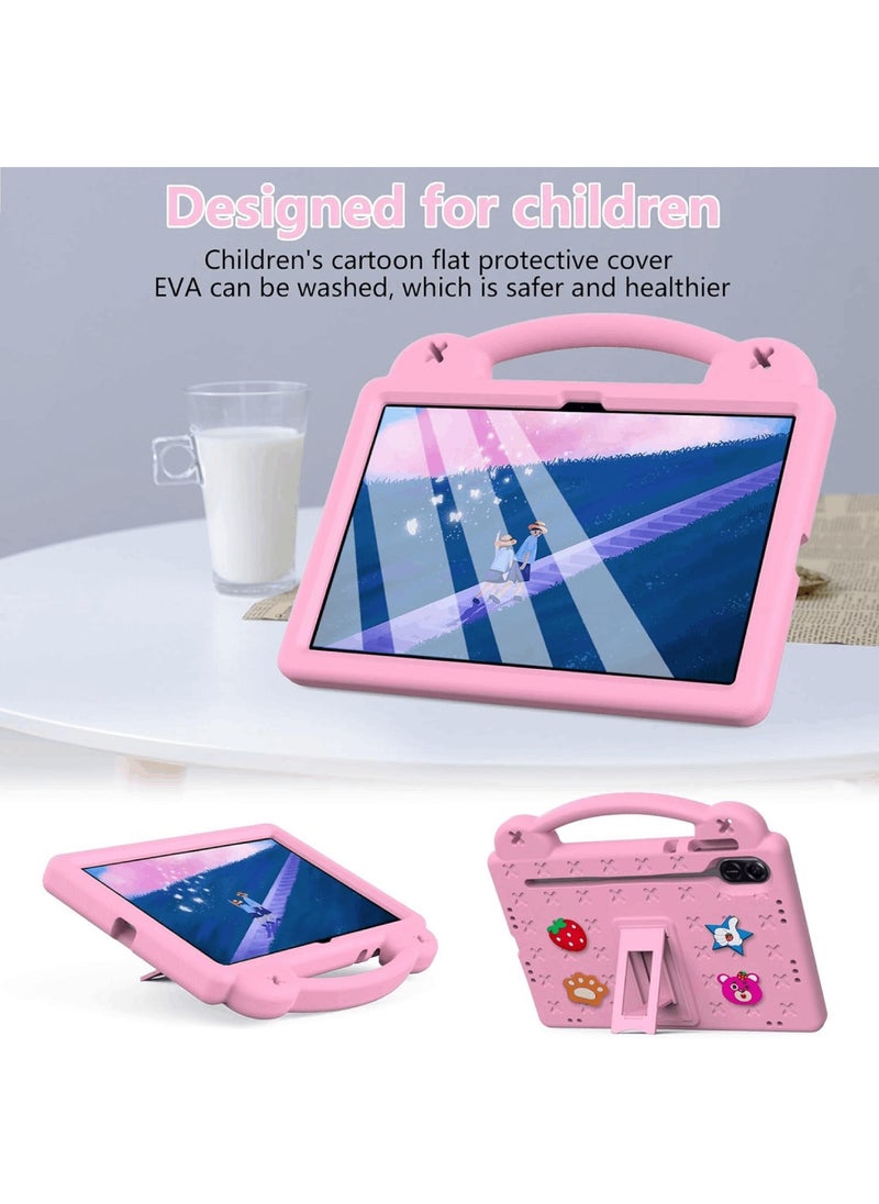 Kid Case Compatible with Honor Pad X9 11.5 Inch, DIY Accessories for Kids, Shockproof Case with Pencil Holder, Shoulder Strap and Handle Stand (Pink)