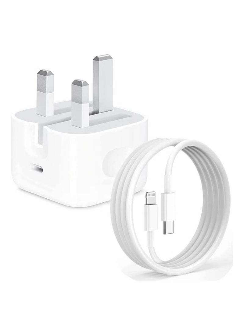Generic - iPhone 20W Fast Charger | USB C Wall Fast Charger with USB C to Lightning Cable Compatible with iPhone 14/14 Pro/14 Pro Max/13/12/SE2020/11/XR/XS Max/X/iPad - Image 1