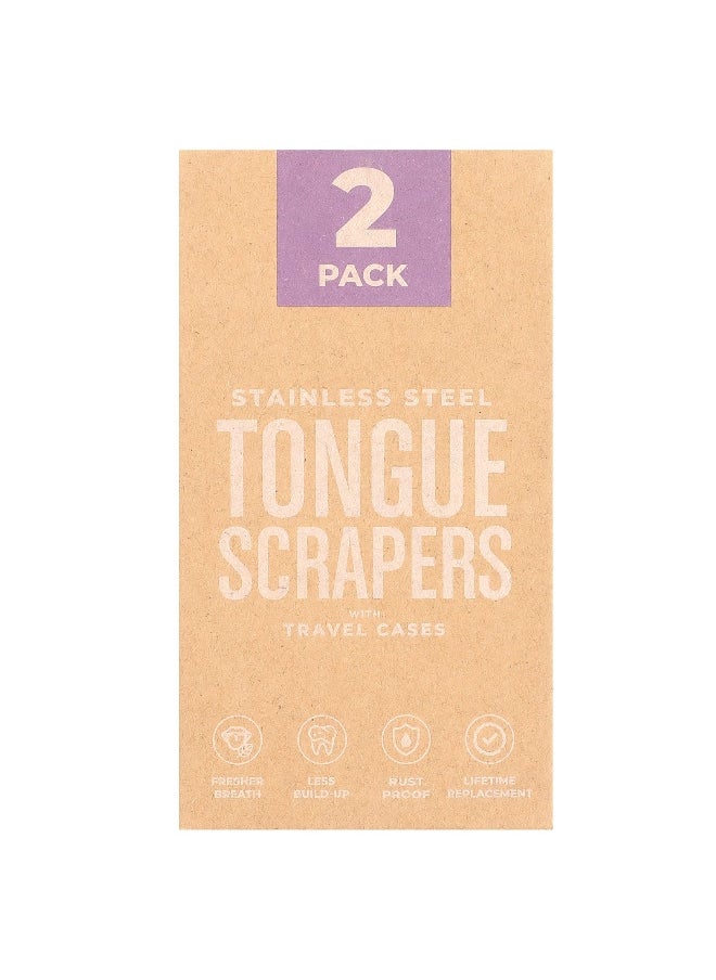 BASIC CONCEPTS basicConcepts, Stainless Steel Tongue Scrapers with Travel Cases, 2 Count  - Image 1