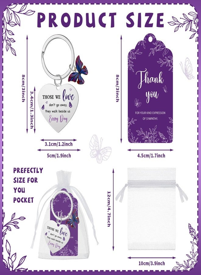 Kenning 50 Set Funeral Favors Celebration of Life Gift Purple Butterfly Keychains Organza Bags Sympathy Thank You Tags for Memorial Party Supplies Guest Return Funeral Gifts - Image 4