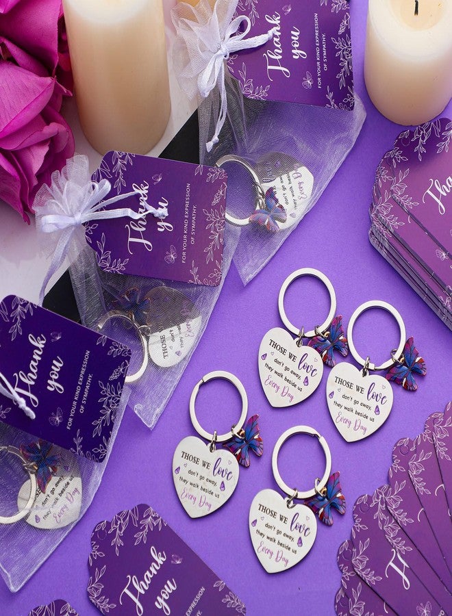 Kenning 50 Set Funeral Favors Celebration of Life Gift Purple Butterfly Keychains Organza Bags Sympathy Thank You Tags for Memorial Party Supplies Guest Return Funeral Gifts - Image 2