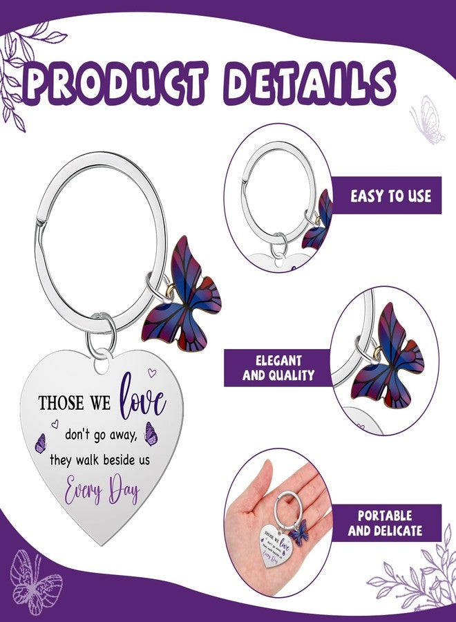 Kenning 50 Set Funeral Favors Celebration of Life Gift Purple Butterfly Keychains Organza Bags Sympathy Thank You Tags for Memorial Party Supplies Guest Return Funeral Gifts - Image 3