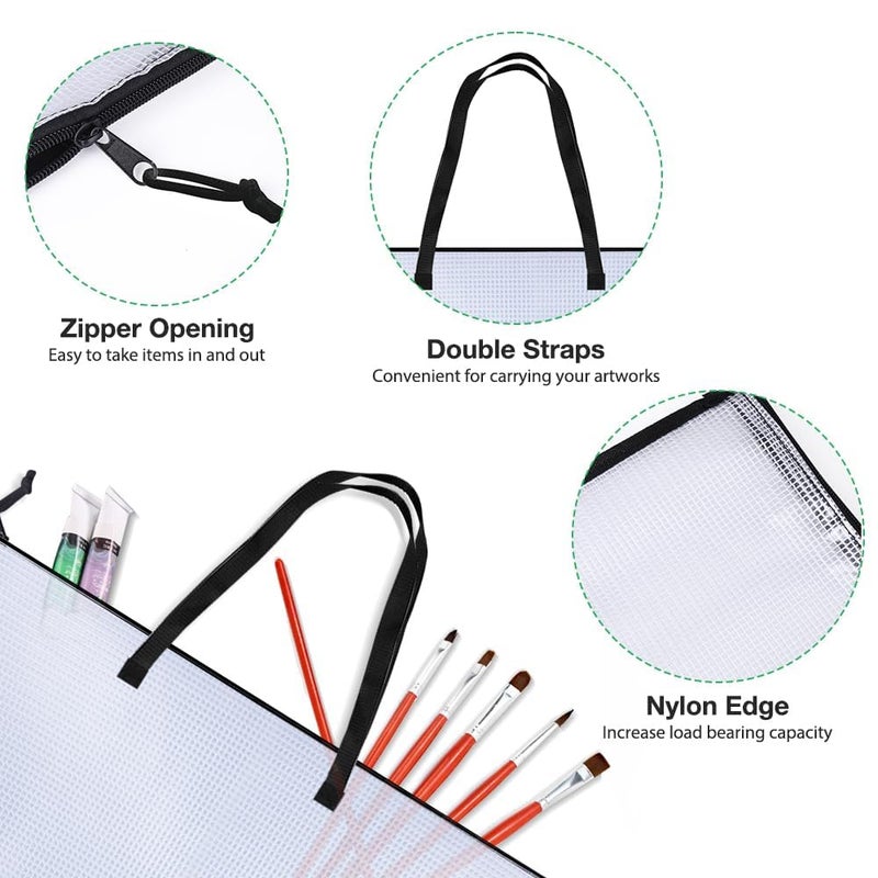 Opret 2 Pack 19x25 inch Art Portfolio Bags, Artwork Storage Case with Handle and Zipper Vinly Mesh Folder Organizers for Bulletin Boards, Scrapbooks, Keepsake and Poster Storage - Image 3