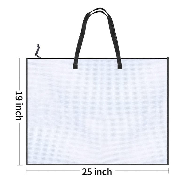 Opret 2 Pack 19x25 inch Art Portfolio Bags, Artwork Storage Case with Handle and Zipper Vinly Mesh Folder Organizers for Bulletin Boards, Scrapbooks, Keepsake and Poster Storage - Image 2