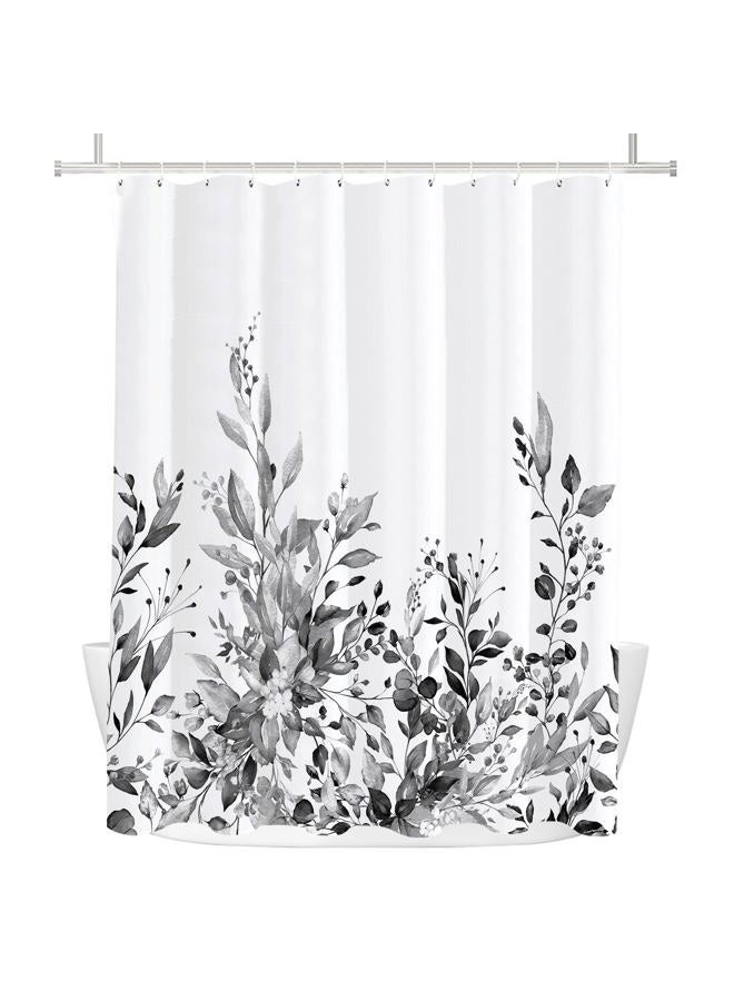 Tititex Black Eucalyptus Shower Curtain, Watercolor Grey Leaves Plant with Floral Bathroom Decoration Shower Curtain Sets 71x71 Inch with Hooks - Image 4
