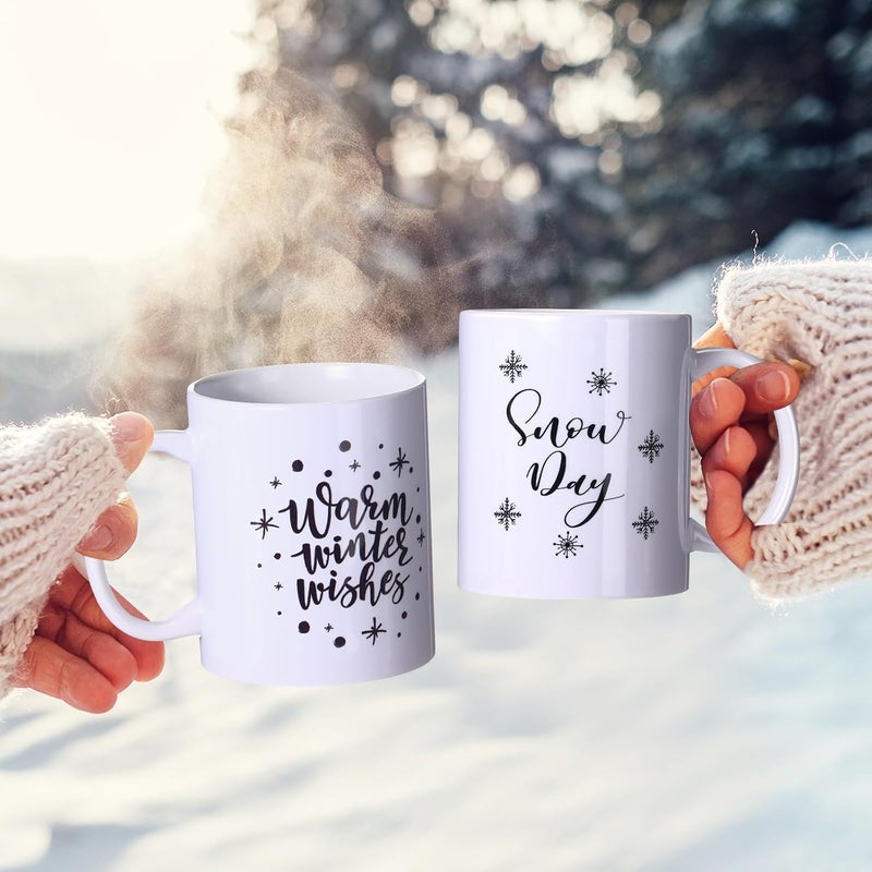 Uiifan Set of 12 Christmas Coffee Mugs 12 oz Ceramic Mugs Bulk Holiday White Coffee Mugs with Handle Decorative Christmas Gift for Family Friend Present Party Supplies 12 StylesElk - Image 5