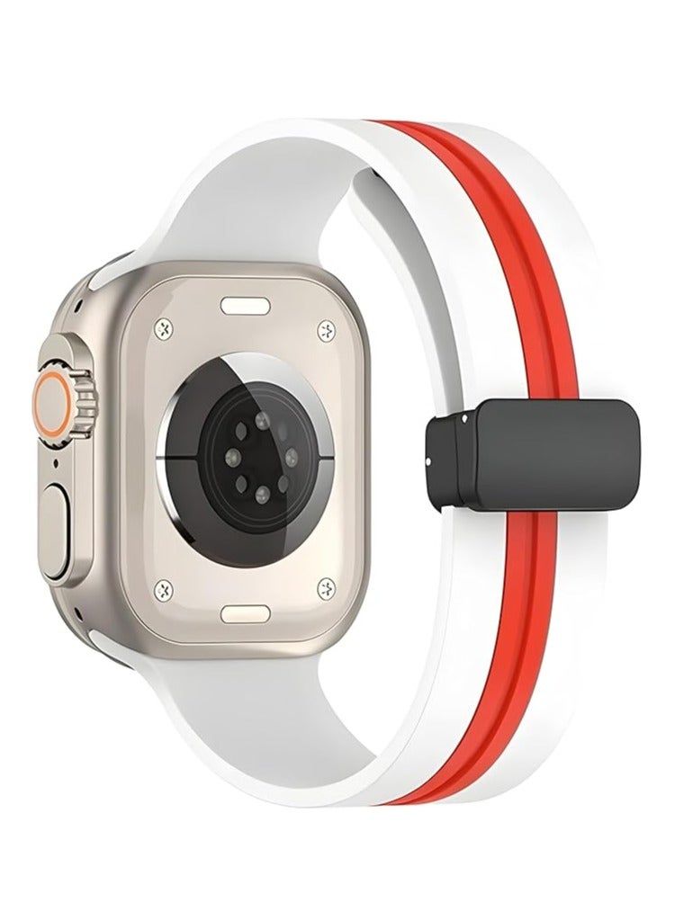 Dual Sport Band Compatible with Apple Watch 49 mm, 46 mm, 45 mm, 44 mm Magnetic Clasp Adjustable Strap Compatible for iWatch Series Ultra, SE, SE 2, Series 3,4,5,6,7,8 - Image 1