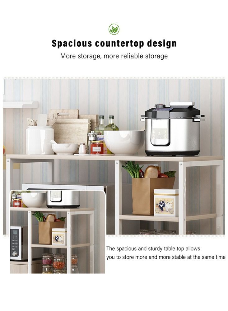 Generic 3-Tier Spice Holder Microwave Oven Stand Kitchen Rack with Storage Cabinet Multi Function for Utensils Vegetable Fruit - Image 3