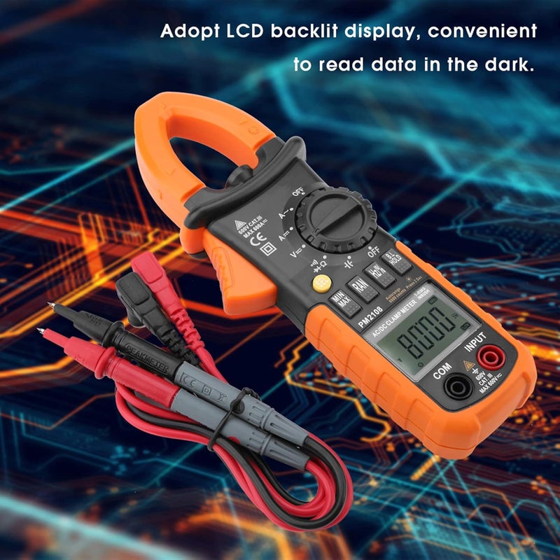 PM2108 مقياس الملقط الرقمي لاختبار التيار المتردد والتيار المستمر والفولتية، الملتيمتر المحمول - Image 3