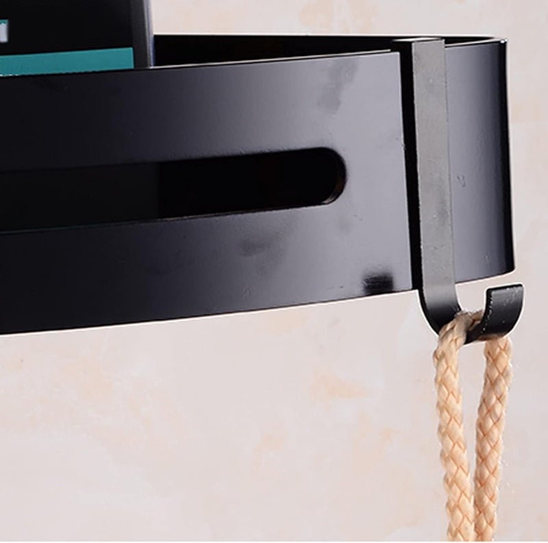 COOFANDY Triangle Adhesive Shower Caddy Corner with Hooks, No Drilling Adhesive Shower Storage Shelf, Wall Mounted Triangle Basket Storage Organizer Rack for Washroom, Toilet, Dorm, Kitchen, 2 pcs - Image 2