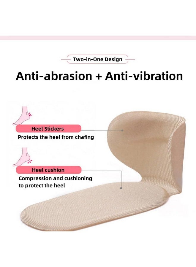 HOME CUBE 4 Pair / 8 Pc Self Adhesive Foot Cushion Inserts Heel Grips Shoe Pads For Women Prevention Blister Anti Slip Back of Foot Care Protector Grips Liners Loose Heel Shoe - Black/Beige - Image 3